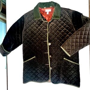 🤎COUNTRY Brown Corduroy Quilted Jacket satin lining MADE Germany HORSE buttons